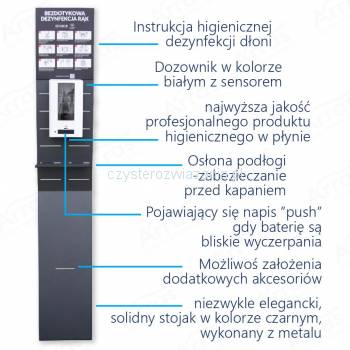 Stojak dezynfekcyjny z dozownikiem sensor Biały-23354