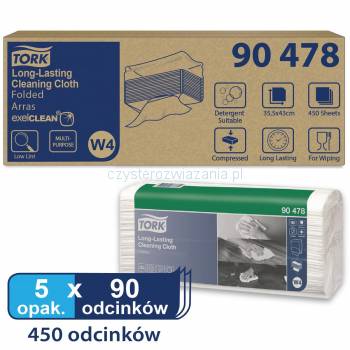 Tork W4 Czyściwo włókninowe w odcinkach wielorazowe (ściereczki) 90szt./35,5x43cm 1-warstwowe Białe Premium