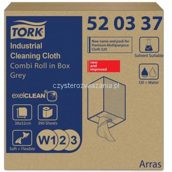 Tork czyściwo włókninowe 1w 148m 38cm Szary W1/2/3-25527