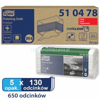 Tork W4 Czyściwo włókninowe w odcinkach wielozadaniowe 130szt /35,5x43cm 1-warstwowe Białe Premium